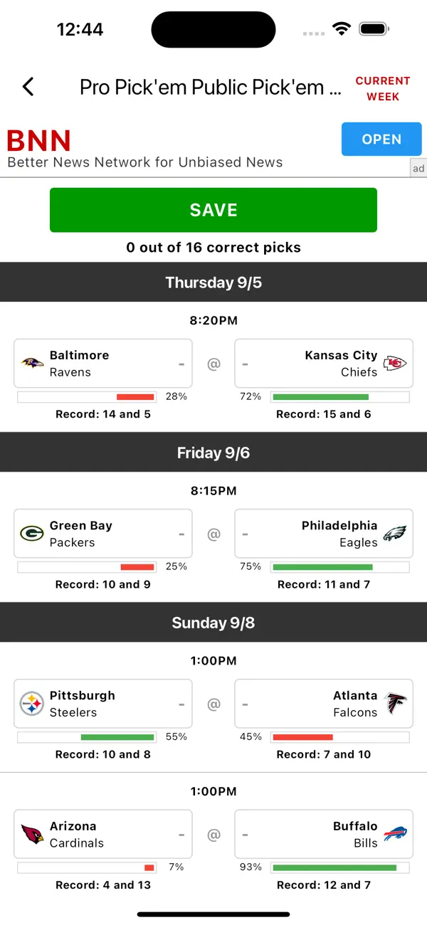 Pro Pick’em — NFL 승패 예측 · 영어 · iPhone