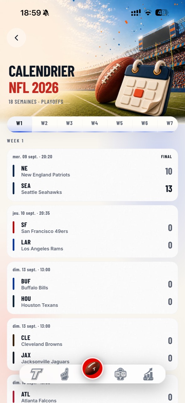 Calendrier NFL 2026 : les rencontres et leurs dates, semaine par semaine