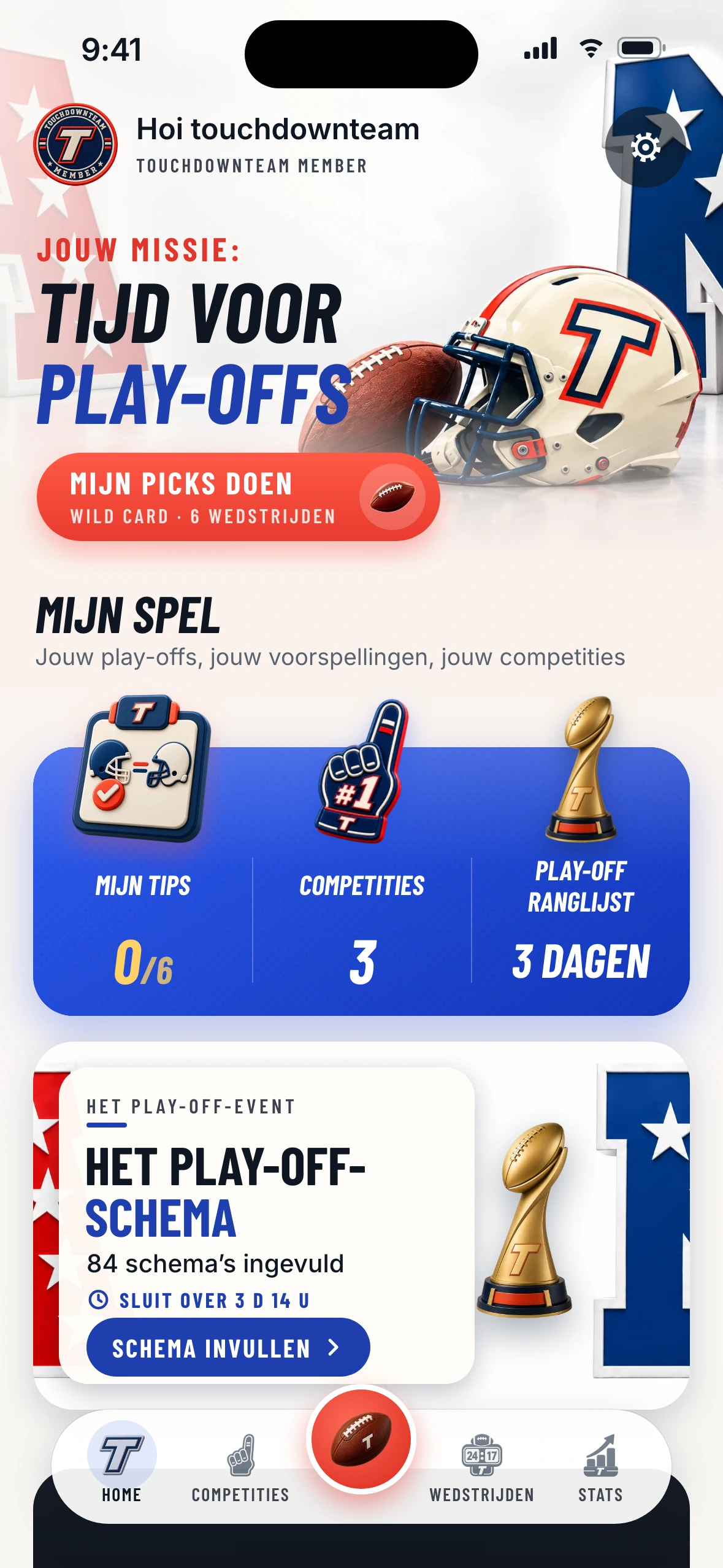 Touchdown Team — Playoffs-startscherm